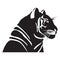 Hand drawn tiger fill icon. Feline predator head glyph logo, symbol of 2022 year. Doodle, sketch style. Isolated. Vector