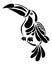 Hand drawn toucan bird, black silhouette with ornament. Stencil, illustration vector