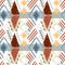Hand drawn tribal ethnic colorful seamless pattern on white back