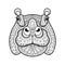 Hand drawn tribal hippopotamus head, animal totem