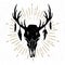 Hand drawn tribal icon with a textured deer skull vector illustration