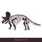 Hand drawn triceratops dinosaur fossil seamless vector motif. Gender Neutral Jurassic silhouette for baby nursery. Home