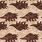 Hand drawn triceratops dinosaur seamless pattern. Gender Neutral Jurassic fossil silhouette for baby nursery. Gender