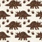 Hand drawn triceratops dinosaur seamless pattern. Gender Neutral Jurassic fossil silhouette. Home decor for museum