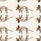 Hand drawn triceratops fossil bones dinosaur seamless pattern. Gender Neutral Jurassic silhouette. Home decor for museum