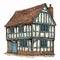 Hand-drawn Tudor House Illustration In Comic Book Art Style