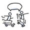 Hand Drawn Two Stick Figure Riders on Skateboard. Concept of Stunt Sport Activity. Simple Icon Motif for Teen Fun