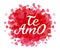 Hand drawn typography lettering Te amo. Te amo - I love you in Spanish, romantic decorative lettering. Vector Valentine