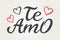 Hand drawn typography lettering Te amo. Te amo - I love you in Spanish, romantic decorative lettering. Vector Valentine