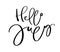 Hand drawn typography lettering text Hello July. Isolated on the white background. Fun calligraphy for greeting and invitation