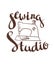 Hand drawn typography poster with sewing machine and stylish lettering Sewing studio.