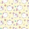 Hand drawn Unicorns seamless pattern background