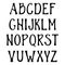 Hand drawn upper case alphabet. Vintage handwritten font in gothic style.