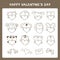 Hand-drawn valentine`s day cute animals and hearts set