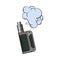 Hand drawn vape, vaping device with smoke cloud, sketch illustration