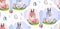 Hand drawn vector abstract collage drawing cute seamless pattern with realistic rabbits and Easter eggs in pastel colors