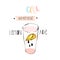 Hand drawn vector abstract creative funny lemonade illustration with glass beaker,lemon slise,drops and handwritten ink