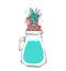 Hand drawn vector abstract creative unique summer time illustration with glass decanter with blue detox water and