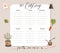 Hand drawn vector abstract modern cartoon cooking studio class illustrations weekly cooking planner and recipe card