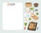 Hand drawn vector abstract modern cartoon cooking studio illustrations recipe card planner templete with food icons