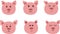 Hand drawn vector art of pig. Nine character emotions: happy, sadness, anger, love, surprise.