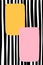 Hand drawn vector background in abstract style pink yellow black white stripes lines spots