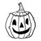 Hand drawn vector black and white illustration of pumpkin in cartoon style