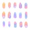 Hand drawn vector crystals set isolated on the white background. Gemstones in pastel colors