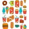 Hand drawn vector doodle icons for fast food menu, restaraunt