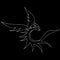 Hand drawn vector dragon illustration isolated on black background. Fantastic dragon icon. Freehand mythology aminal. Fantasy
