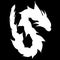 Hand drawn vector dragon silhouette isolated on black background. Fantastic dragon icon. Freehand mythology aminal. Fantasy