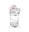 Hand drawn vector graphic Monstershake Milkshake with strawberry and cream in glass jar isolated on white background