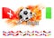 Hand drawn vector grunge banner with soccer ball, stylish composition and orange watercolor background,