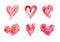 Hand drawn vector heart set with different tools like brushes, chalk, ink.