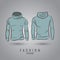 Hand-drawn vector hoody template mock up and showcase for designer