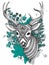 Hand drawn vector horned deer with high details ornament