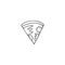 Hand drawn vector icon, a slice of pizza. Cafe delivery service logo element.