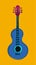 Hand-drawn vector illustration of an acoustic guitar with strings. Jazz, classical music. Rock. Musical instrument. Flat.