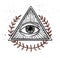 Hand drawn vector illustration - All seeing eye pyramid symbol.