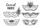 Hand drawn vector illustration - Carnival masks with feathers, d