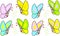 Hand drawn vector illustration of  cute butterfly in various colors and flower decoration