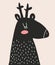 Hand Drawn Vector Illustration with Cute Dreamy Black Deer.