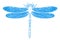 Hand drawn vector illustration of dragonfly. Blue silhouette of insect.