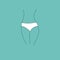 Hand drawn vector illustration of fragment womans lowers body silhouette hips in white panties on light blue background. Health