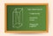 Hand drawn vector illustration of geometrical shape parallelepiped in white chalk on green school board with math formulas of tota