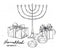 Hand drawn vector illustration - Hanukkah. Jewish Holiday. Set o