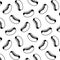 Hand drawn vector illustration of hotdog pattern. black and white.cartoon style.