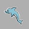 Hand drawn vector illustration. Little cute dolphin. Sticker. Ca