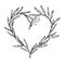 Hand drawn vector illustration - Olive branch, Heart Shaped Wreath