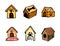 Hand Drawn vector illustration set of doghouses sign and symbol